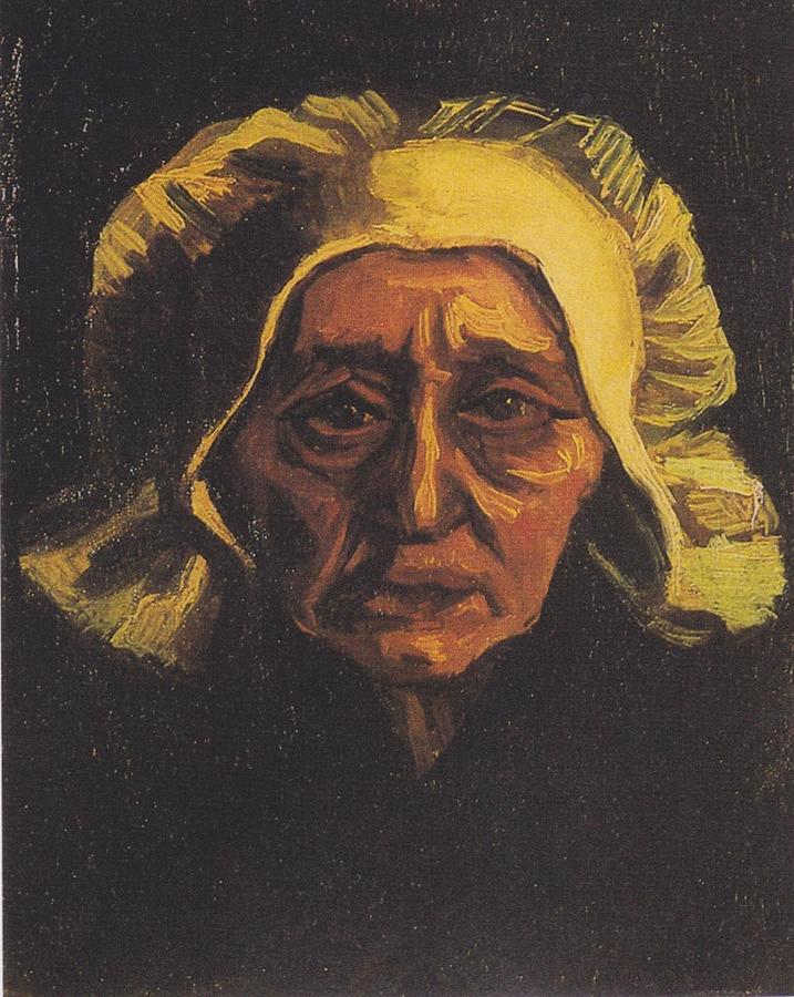 Head of an old peasant woman with a white cap Painting by Les Classics ...