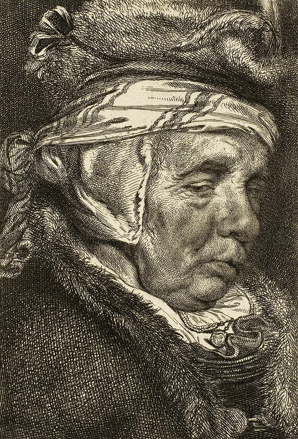 Head of an Old Woman Relief by Johannes Visscher