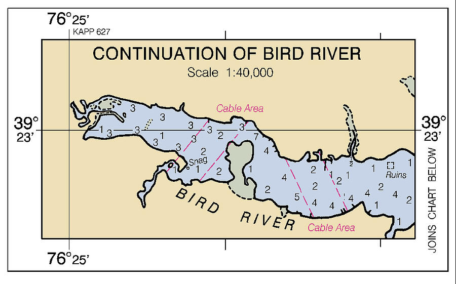 Head of Chesapeake Bay, Continuation of Bird River, NOAA Chart 12274_2 Digital Art by Nautical Chartworks