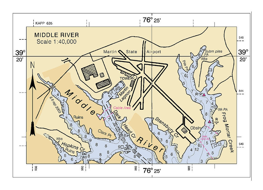 Head of Chesapeake Bay, Middle River, NOAA Chart 12278_2 Digital Art by Nautical Chartworks