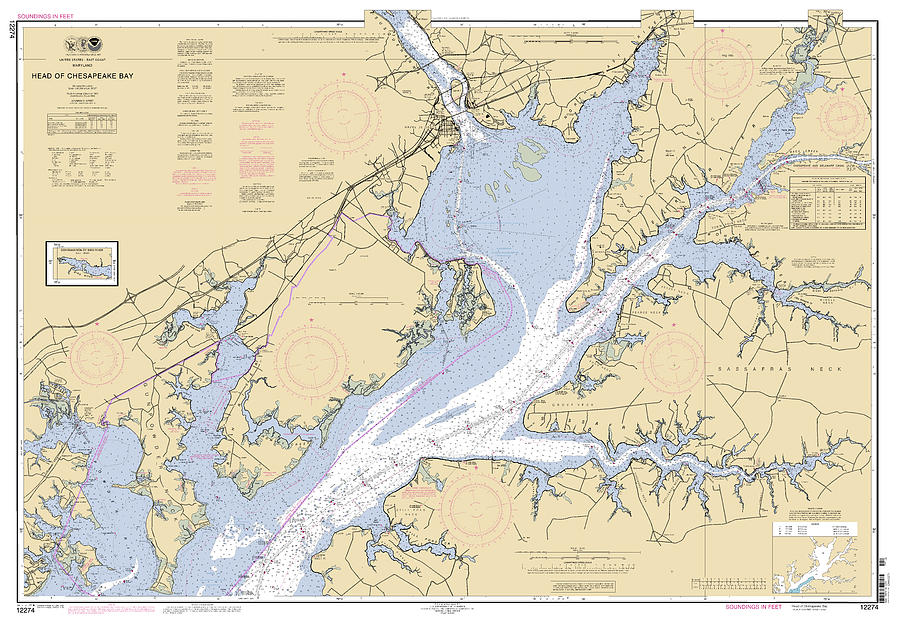 Head of Chesapeake Bay, NOAA Chart 12274 Digital Art by Nautical Chartworks