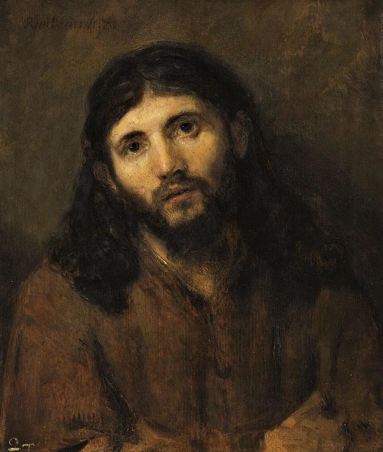 Head of Christ after 'Dinner at Emmaus' in Louvre Painting by Rembrandt ...