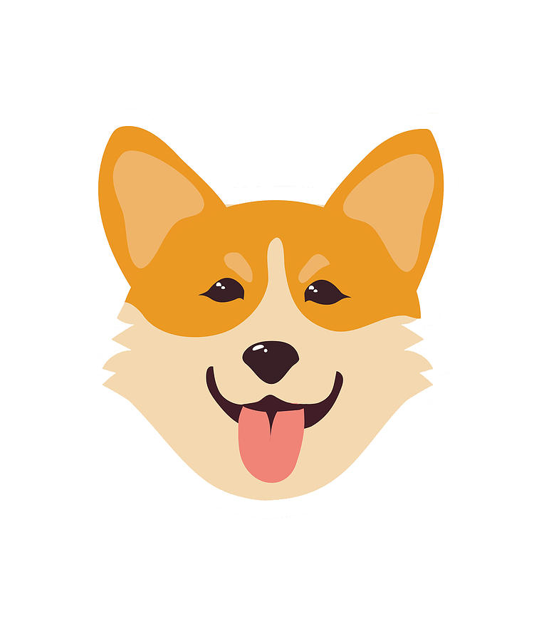 Head Of Cute Cartoon Smiling Corgi Dog Digital Art by Daniel Gallego ...