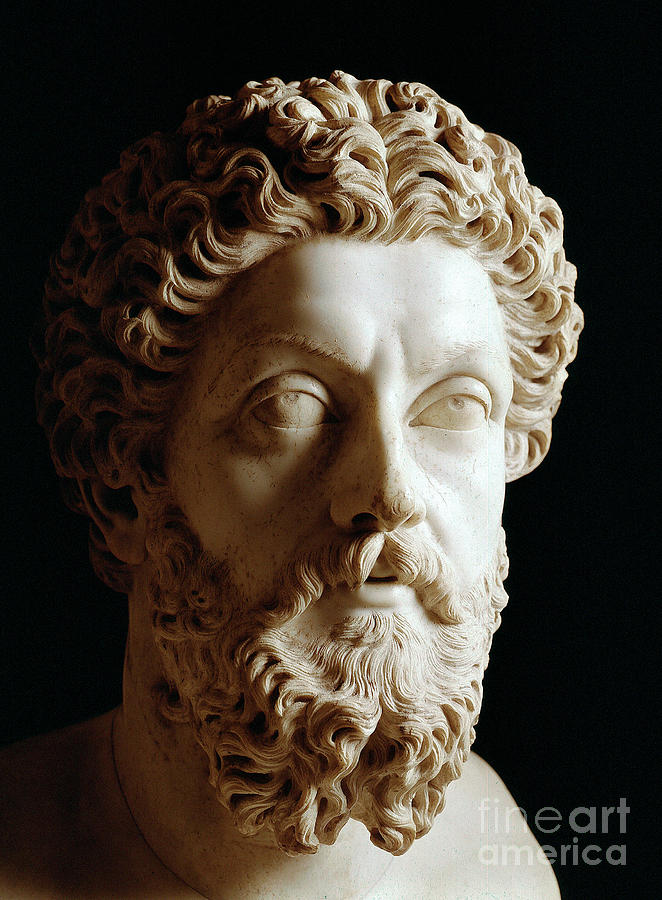 Head of emperor Marcus Aurelius Sculpture by Roman Second century AD