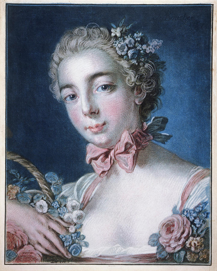 Head of Flora Drawing by Louis-Marin Bonnet