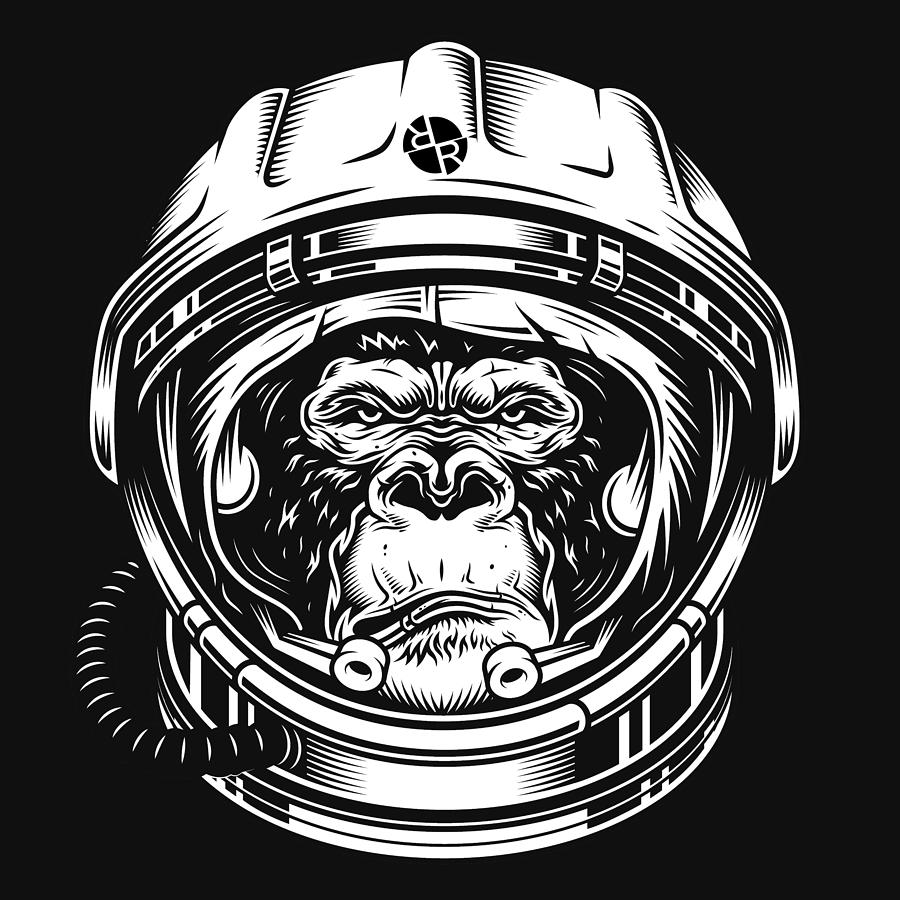 Head of gorilla Astronaut Painting by Tony Rubino