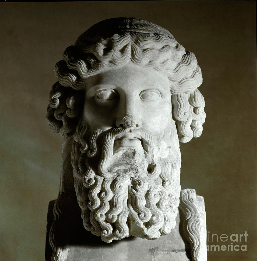 Head Of Plato, Greek Philosopher, Marble Sculpture by Greek School