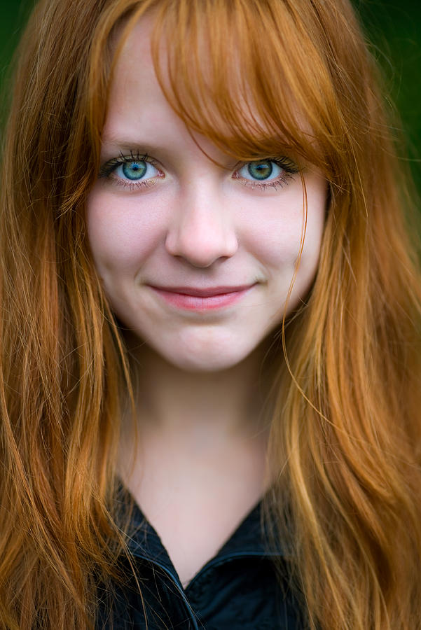 Head Shot of Young Red Headed Woman Staring Ahead Photograph by _ib_