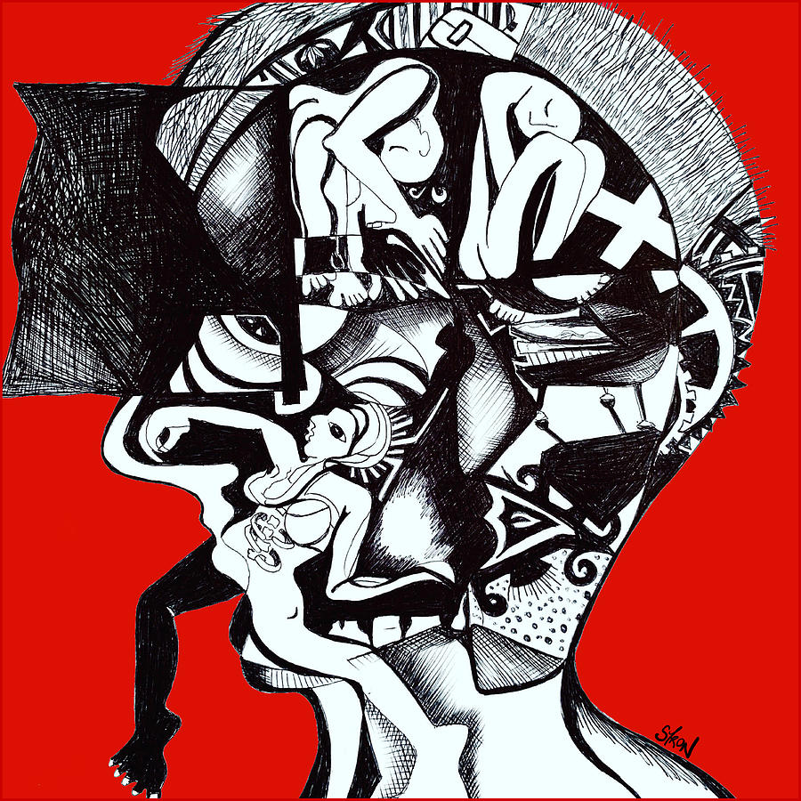 Headful Drawing by Helen Syron