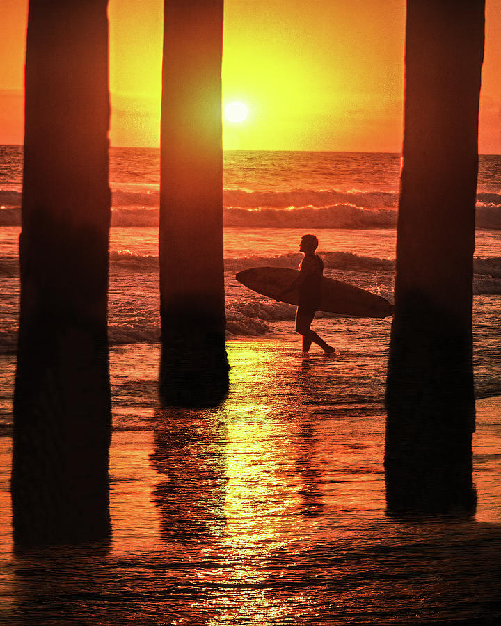 Heading For The Next Set, Huntington Beach Pier, California Photograph by Don Schimmel