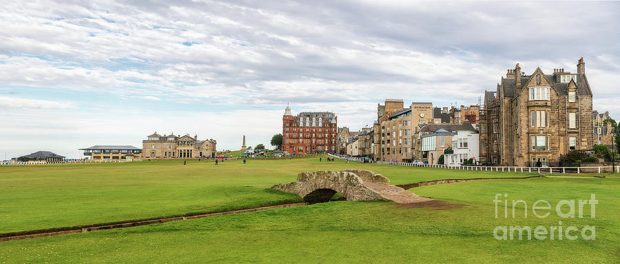 Golf Photograph - Heading into Town 18th at the Old Course Panorama by Scott Pellegrin
