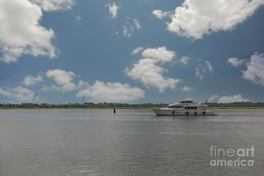Heading out of Charleston - Luxury Yacht Photograph by Dale Powell