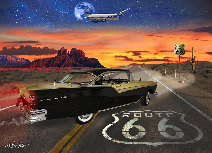 Route 66 Mixed Media - Heading Out On Route 66 by Aaron Berg