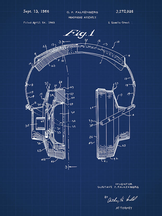 Headphones Blueprint Retro Digital Art By Bekim M - Fine Art America