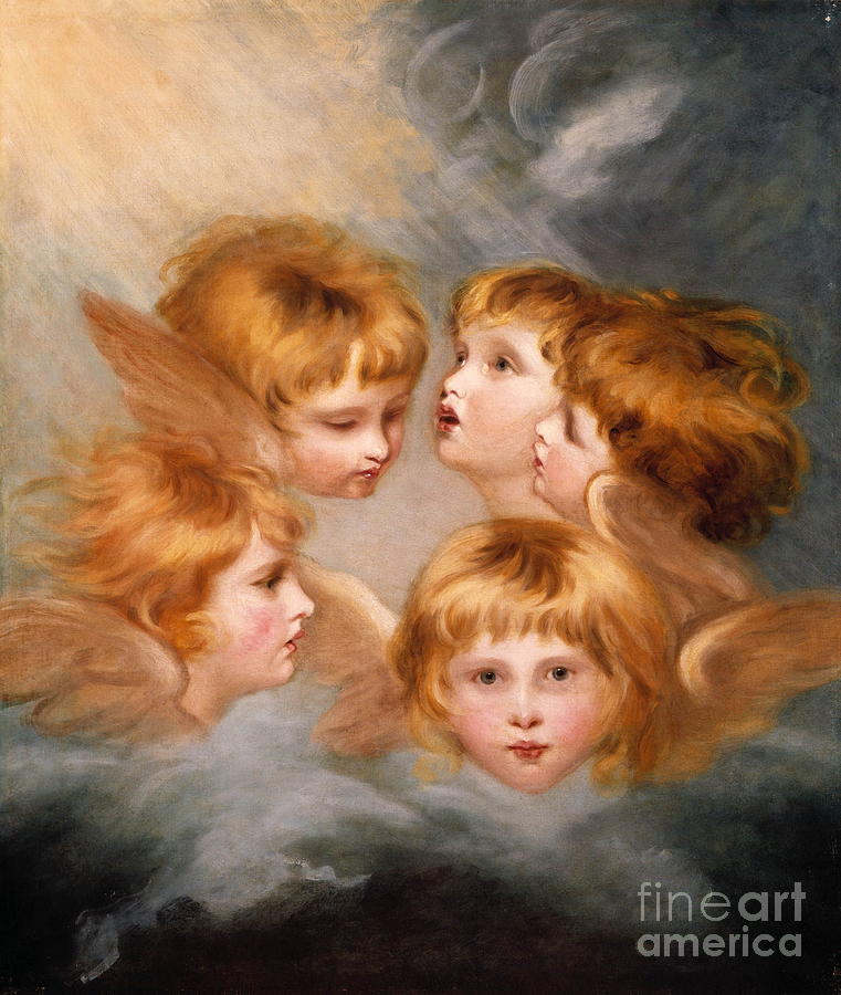 Heads of Angels - Miss Frances Gordon Painting by Sir Joshua Reynolds