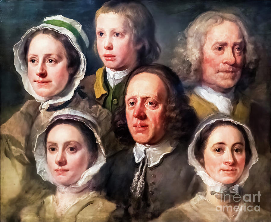 Heads of Six of Hogarths Servants by William Hogarth 1755 Painting by William Hogarth