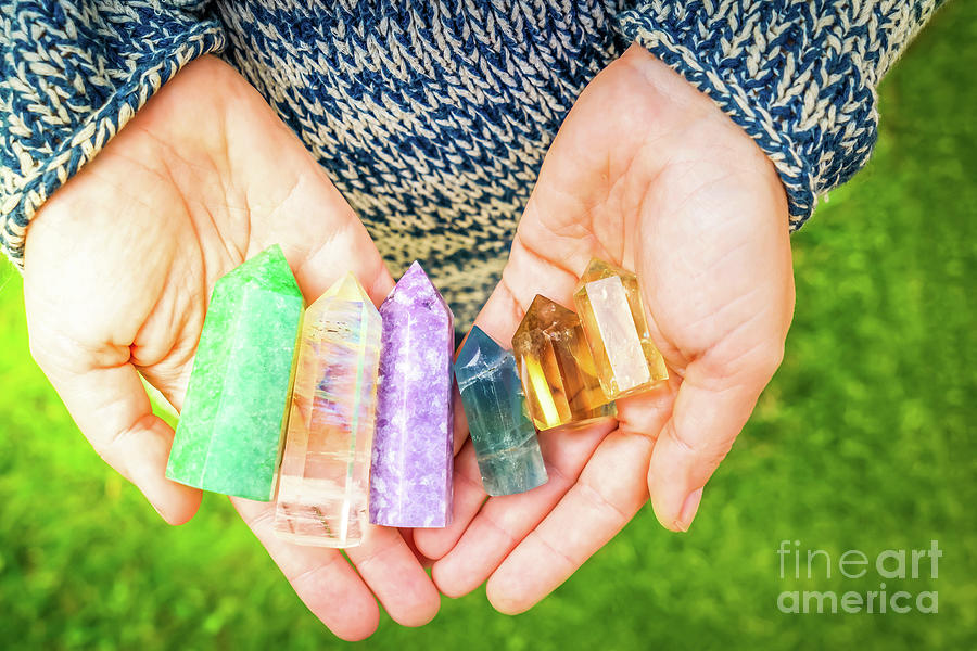 Healing Crystals in Hands Photograph by Anastasy Yarmolovich