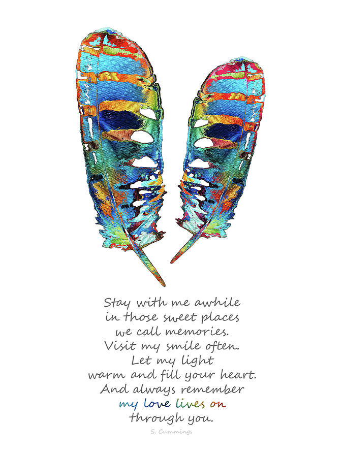 Feather Painting - Healing Grief Art - Love Lives On by Sharon Cummings