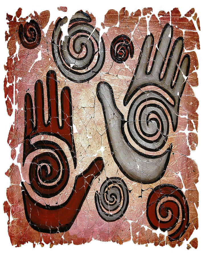 Healing Hands Broken Fresco The Beginning of a Journey on White Background Painting by OLena Art