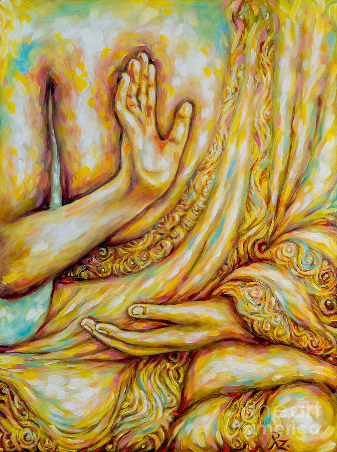 Buddha Painting - Healing Hands by Rotem Zirlin