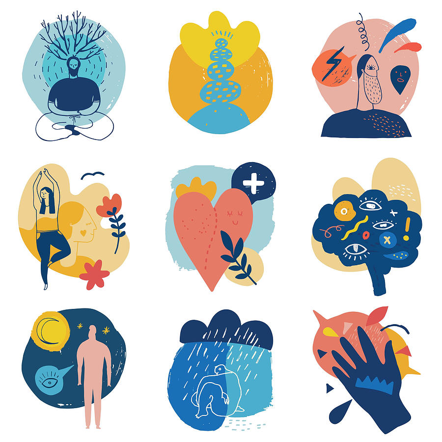Health Benefits Of Mindfulness Creative Icons Drawing by DrAfter123