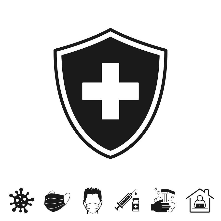 Health protection shield. Icon for design on white background Drawing by Bgblue
