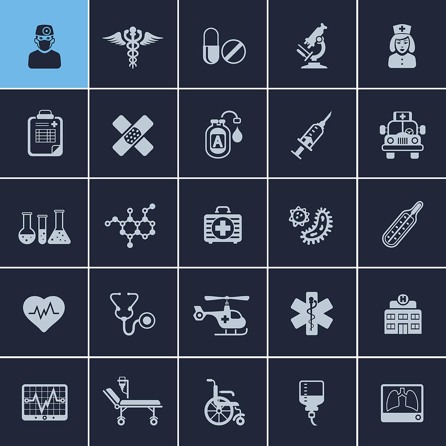 Healthcare and Medicine Icons Drawing by AlonzoDesign