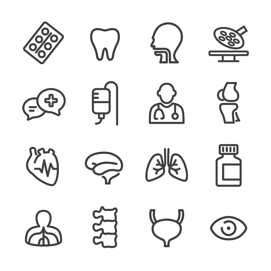 Healthcare and Medicine Icons - Line Series Drawing by -victor-