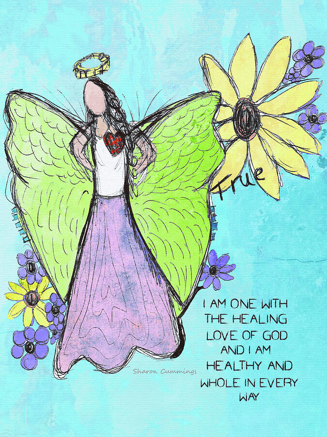 Healthy And Whole Healing Angel Art Painting by Sharon Cummings