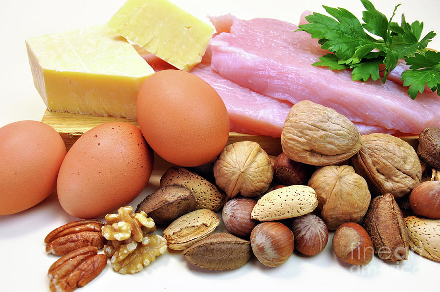 Healthy Diet food group, sources of protein. Photograph by Milleflore Images