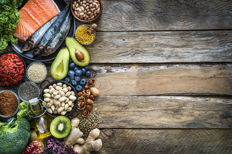 Healthy eating: selection of antioxidant group of food frame. Copy space Photograph by Fcafotodigital Healthy eating: selection of antioxidant group of food frame. Copy space Photograph by Fcafotodigital
