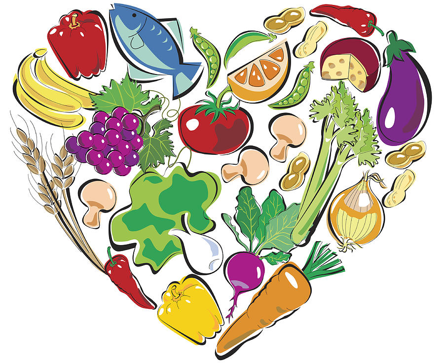 Healthy Food Heart Drawing by Exxorian