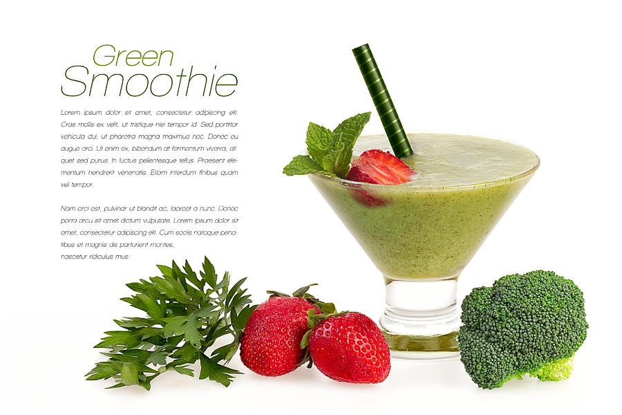 Healthy Green Smoothie with Fresh Fruit and Vegatables Isolated Photograph by Carther