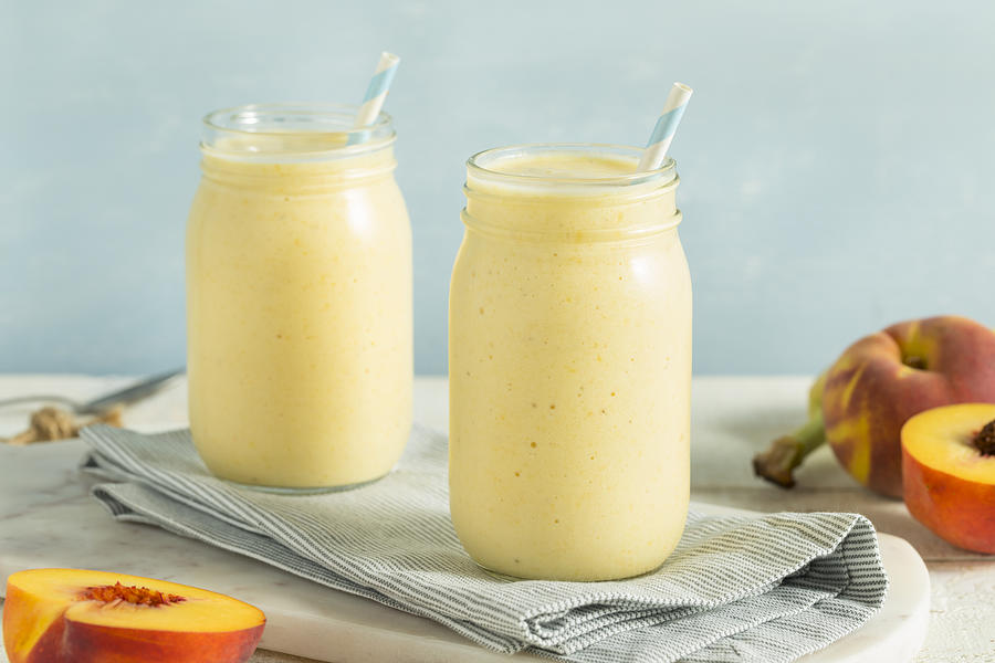 Healthy Homemade Peach Smoothie Photograph by Bhofack2