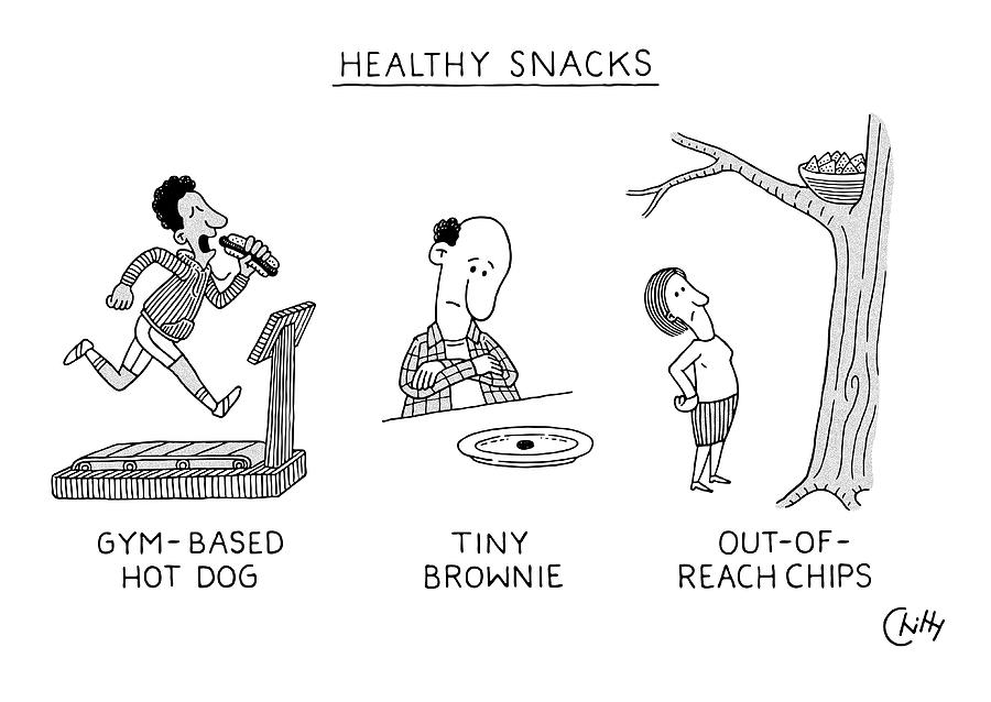 Dieting Drawing - Healthy Snacks by Tom Chitty