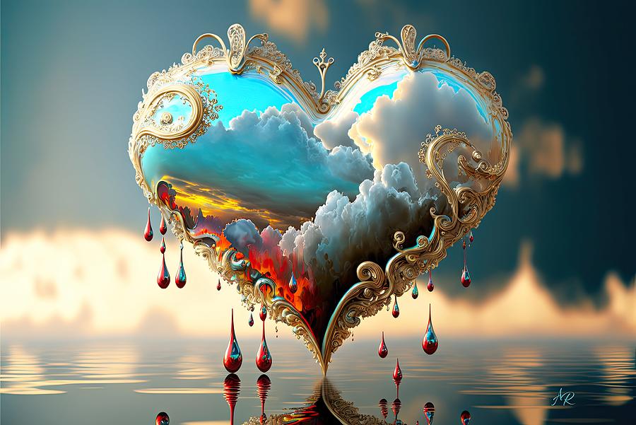 Heart and Clouds Digital Art by Adrian Reich