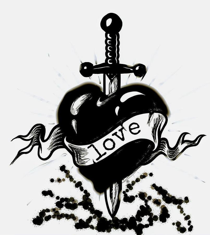 Heart and dagger Drawing by Clare jean Goddard Fine Art America