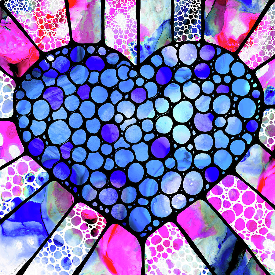 Heart Art - Vibrant Love - Sharon Cummings Painting by Sharon Cummings