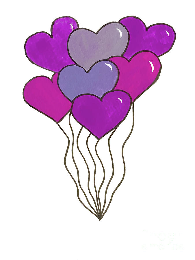 Heart Balloons Mixed Media by Lisa Neuman