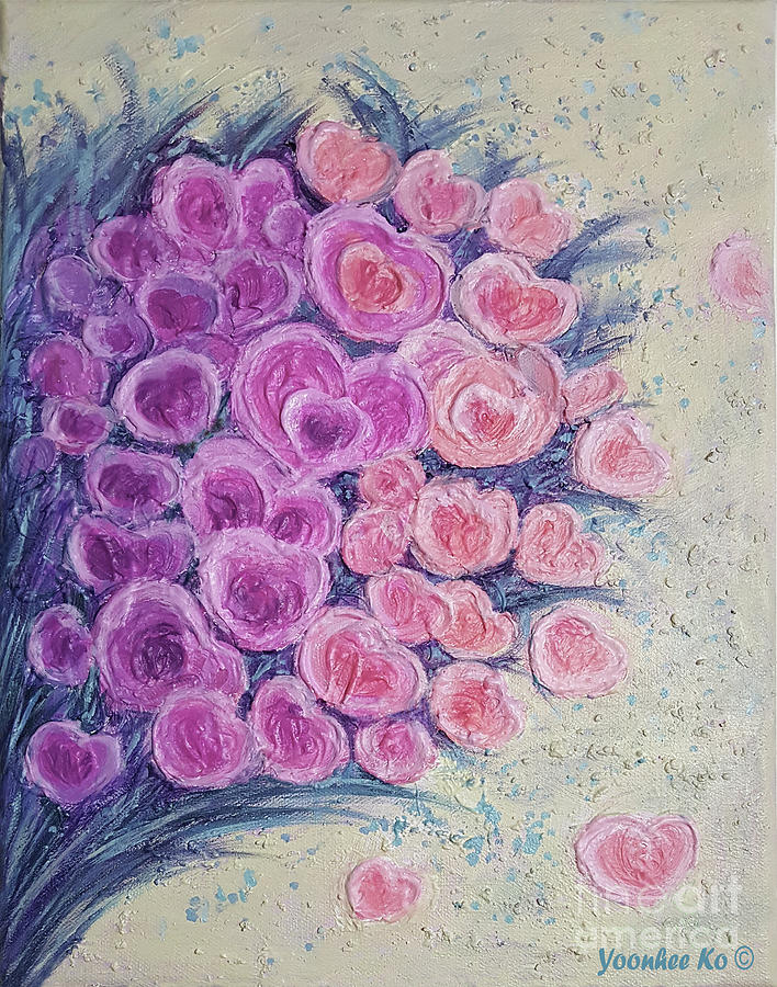 Heart Bouquet for Mom  Painting by Yoonhee Ko