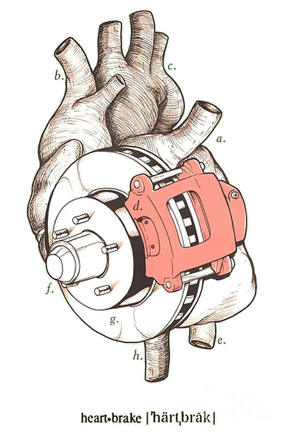 Heart Brake illustration Drawing by Retrographs