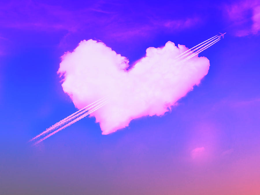 Heart cloud and airplane trail Digital Art by Mihaela Pater - Fine Art ...