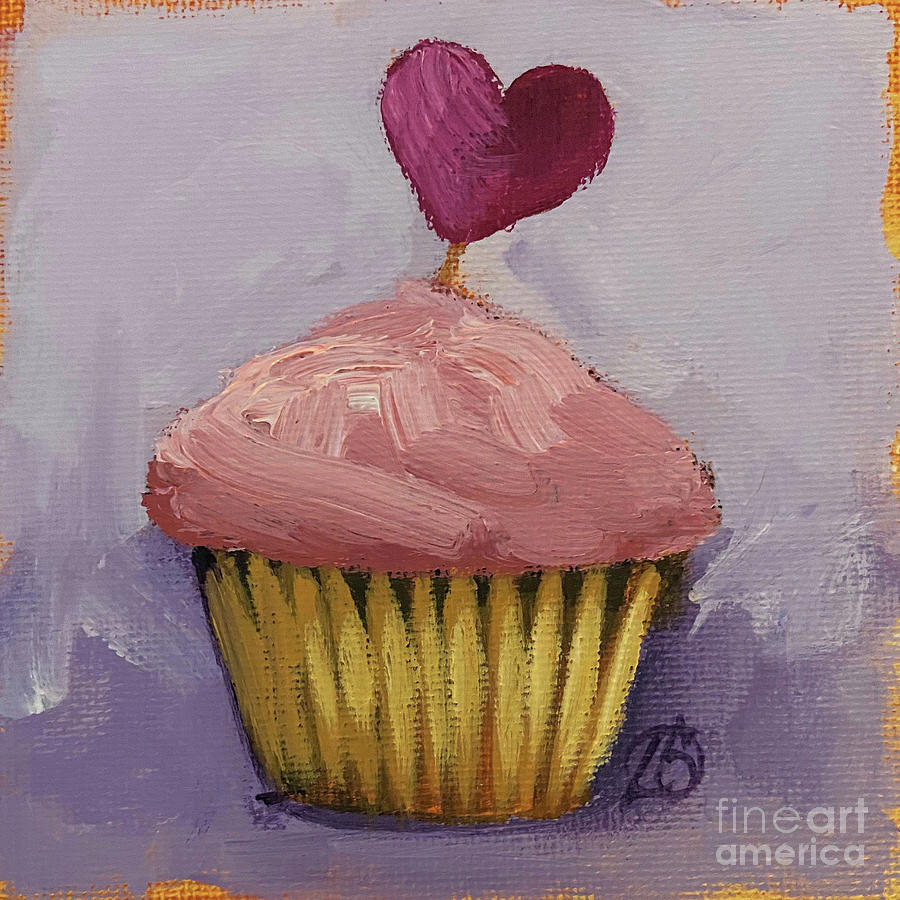 Heart Cupcake Painting by Lucia Stewart