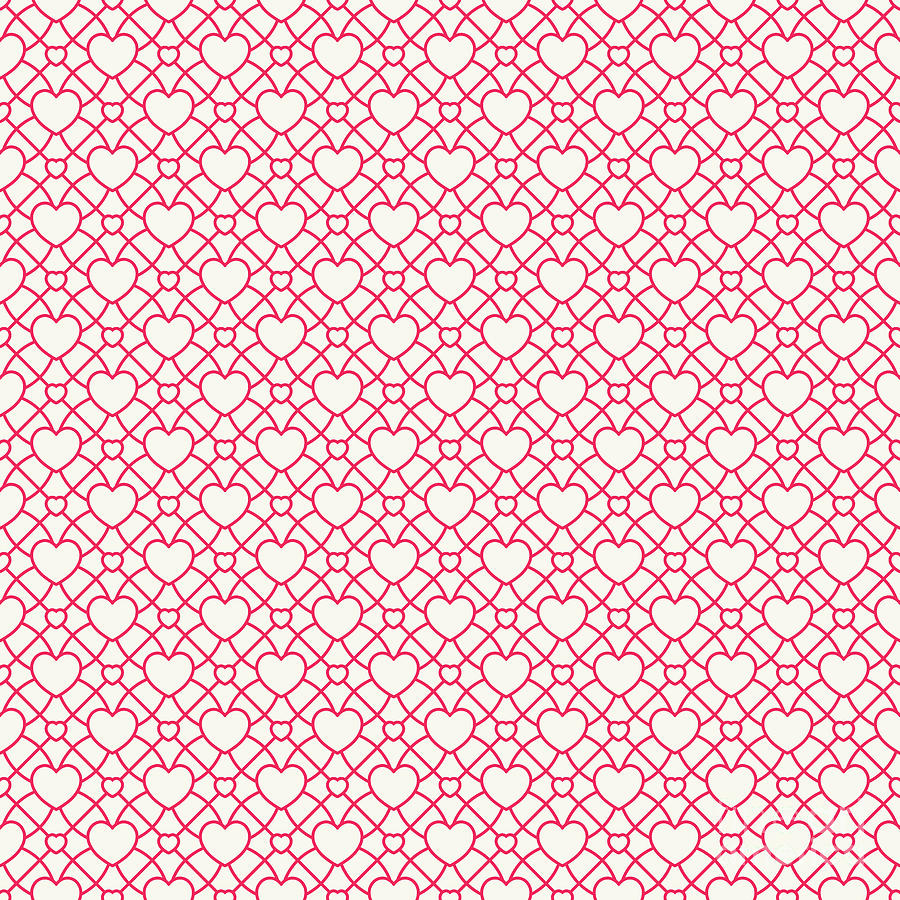 Heart Dots A On Shippo Circle Pattern in Eggshell White And Ruby Pink n.2988 Painting by Holy Rock Design