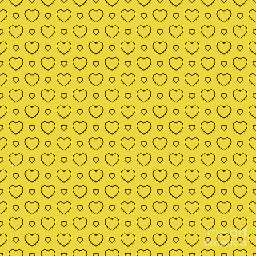 Heart Dots A Pattern in Golden Yellow And Chestnut Brown n.2304 Painting by Holy Rock Design