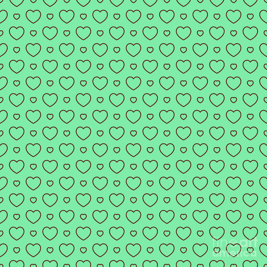 Heart Dots A Pattern In Mint Green And Chocolate Brown N.2220 Painting