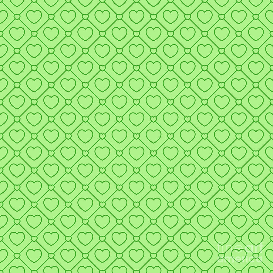 Heart Dots A With Diagonal Grid Pattern In Light Apple And Grass Green N.2047 Painting