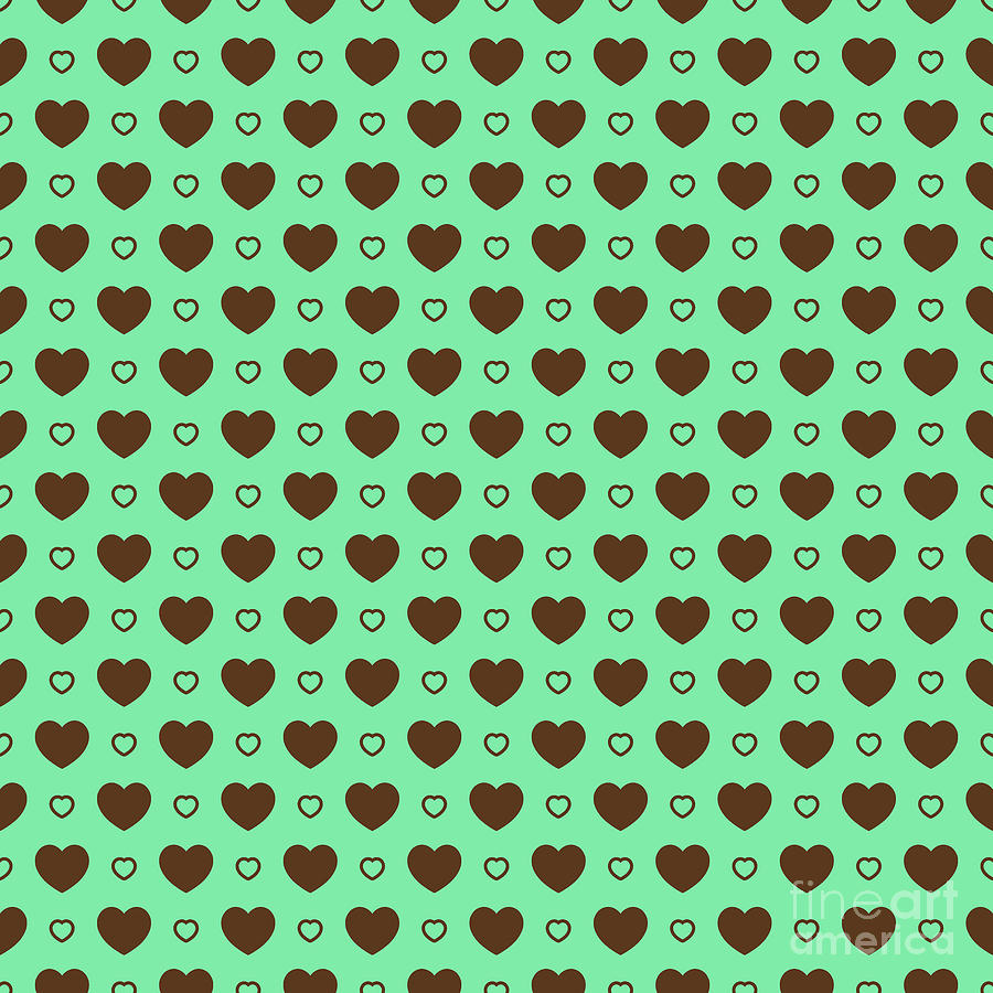Heart Dots C Pattern In Mint Green And Chocolate Brown N.2429 Painting
