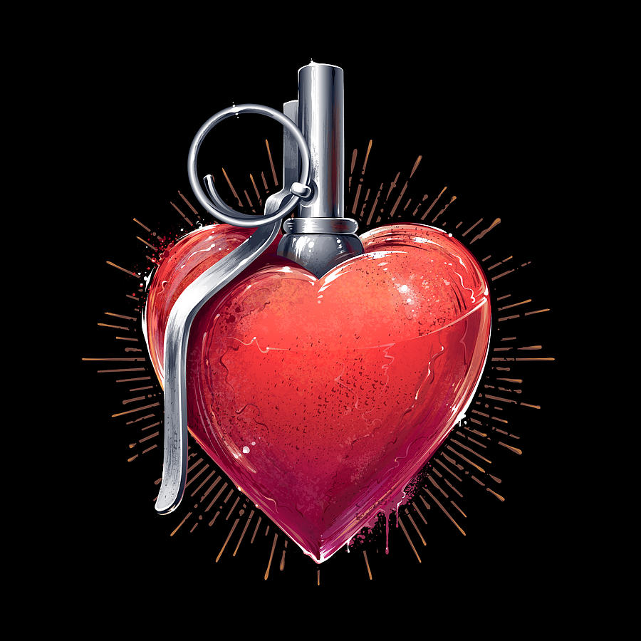 Heart Grenade Art Painting by Tony Rubino