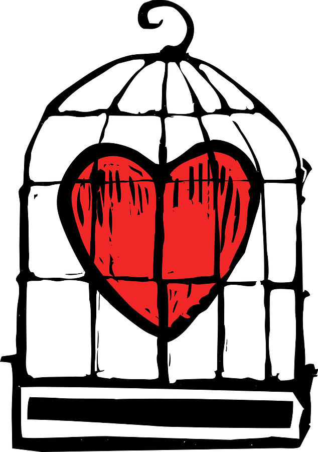 Damage Drawing - Heart in Cage by Jeffrey Thompson